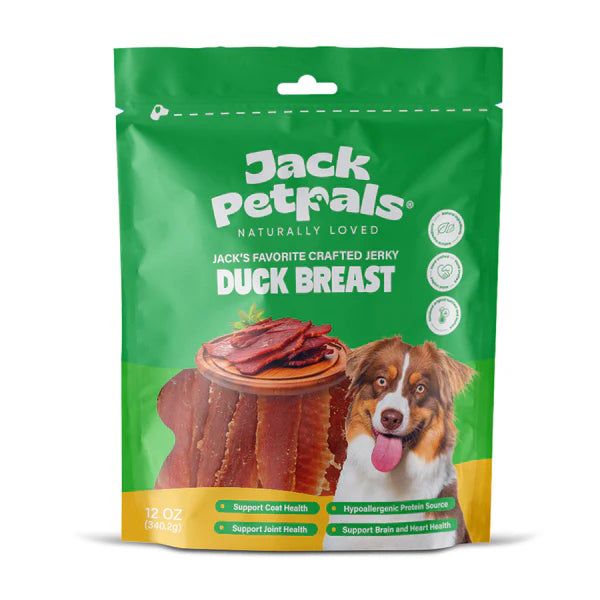 Jack PetPals Jack’s Favorite Crafted Jerky Duck Breast 12Oz (340.2g) Palatable Hypoallergenic High Protein Handcrafted Jerky Treats